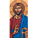 Camelia de Monetey - Christ Pantocrator, XIIth century byzantine archetype - Natural pigments, traditional marouflage on oak wood (2025) - (29cm x 15 cm)